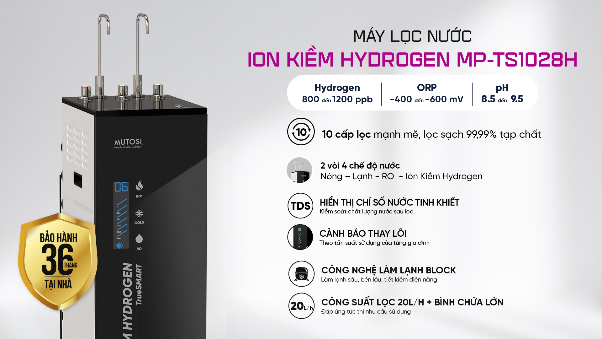 Máy Lọc Nước Ion Kiềm Hydrogen MP-TS1028H0